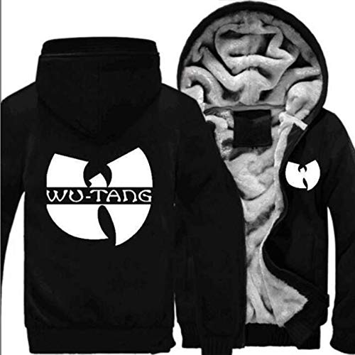 YEARGER Herren Hoodie Print W-u-T-a-n-g Hip Hop Sweatshirt Winter Jacke, mit Durchgehendem Reißverschluss Langarm Cardigan Verdicken Casual Streetwear, Fashion Sweatshirt Mantel,Schwarz,3XL von YEARGER