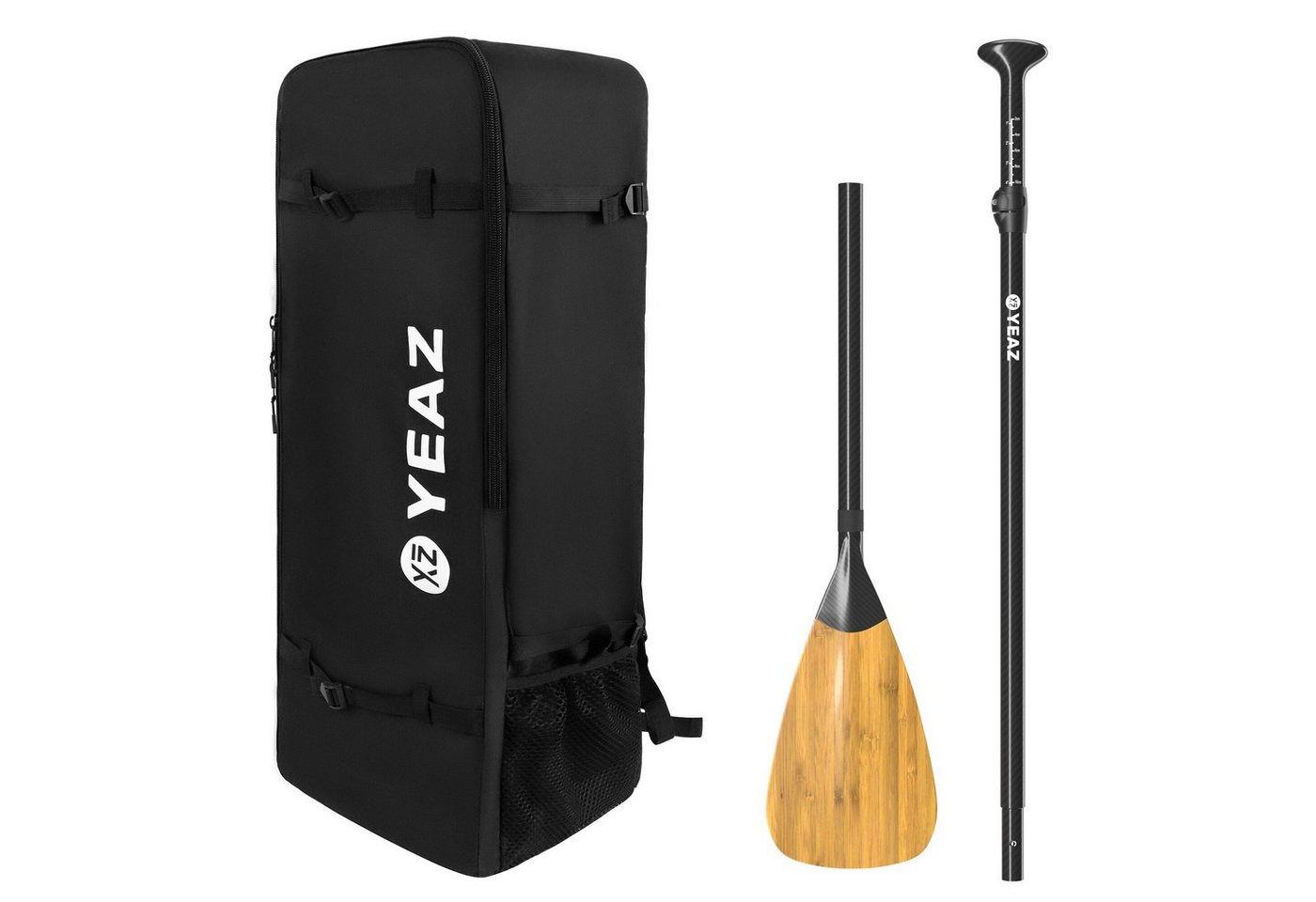 YEAZ KIT BAMBOO rucksack & carbon-bambus paddel SUP-Paddel, Rucksack & Carbon-Bambus Paddel von YEAZ