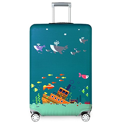Reise Suitcase Protector Reißverschluss Koffer Abdeckung Waschbar Drucken Gepäck Abdeckung 18-32 Zoll (Sky Blue, L(for26-28 inch Luggage)) von YEKEYI