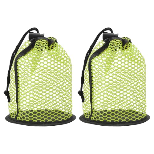 YELARXI Golfball-Aufbewahrungstasche, Nylon-Netz, Golftasche mit verstellbarem Kordelzug, passend für 15 Bälle, Outdoor, Sportzubehör, Tennis, Strand, Tauchen, 2 Stück, Grün von YELARXI