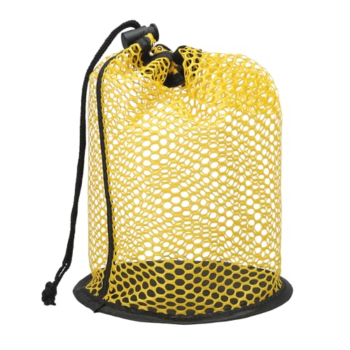 YELARXI Golfball-Aufbewahrungstasche, Nylon-Netz, Golftasche mit verstellbarem Kordelzug, passend für 25 Bälle, Outdoor, Sportzubehör, Tennis, Strand, Tauchen, 1 Stück, Gelb von YELARXI