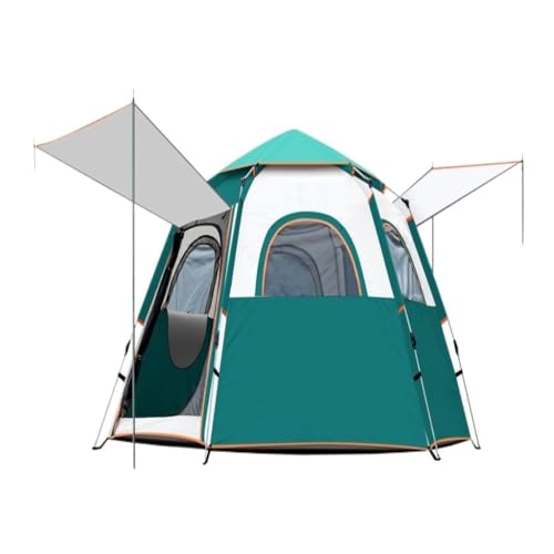 Tent Camping Zelt Outdoor Camping Strand Tragbares Faltzelt Vollautomatisches Schnellöffnendes Sechseckzelt Regenfestes Zelt Zelt (Color : Green, Size : A) von YEPENG