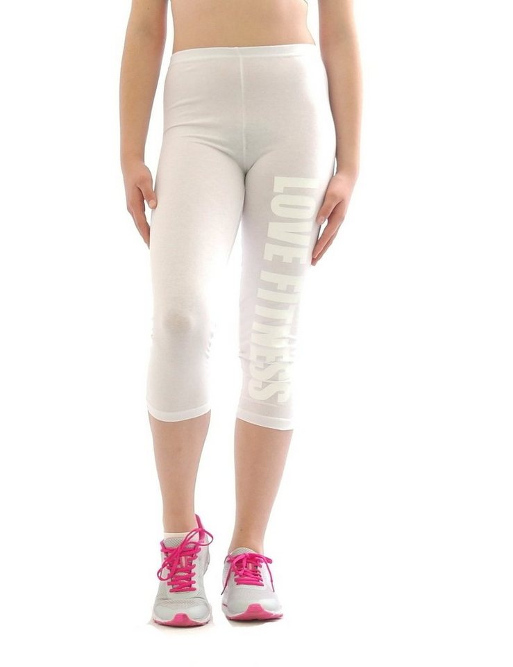 YESET 3/4-Leggings Leggins Hose Capri Aufdruck LOVE FITNESS Mit aufgedruckten Schrift von YESET