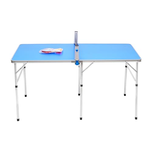 Klappbarer Tischtennistisch, Mini-Tischtennistisch, Indoor-Tischtennistisch, Freizeittisch, inklusive Tischtennisnetz, 152 * 76 * 76cm Blau von YESTAIM