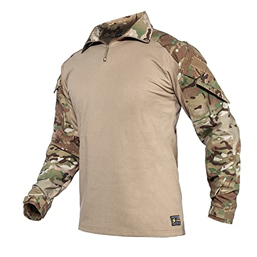 YEVHEV Taktisch Hemd Herren G3 Hemd Shirt mit Ellbogenschützern US Armee Caumpflage Langarm Combat für Outdoor-Aktivitäten von YEVHEV