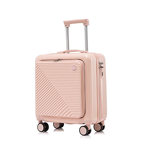 YEWMTRE Gepäck, 18 Zoll, erweiterbarer Laptop-Trolley, rosa Gepäck, vorne zu öffnender Reise-Kabinenkoffer mit Rollen, Bordkoffer, Koffer von YEWMTRE