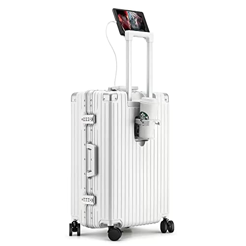 YEWMTRE Multifunktionaler Koffer mit Spinnerrädern und USB-Ladeanschluss – Hartschalenkoffer aus Aluminium – leichtes Handgepäck von YEWMTRE