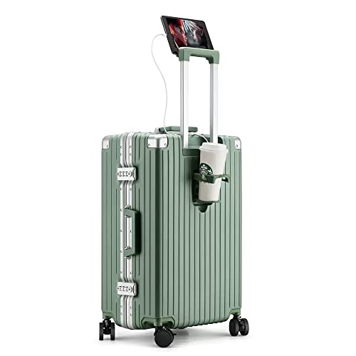 YEWMTRE Multifunktionaler Koffer mit Spinnerrädern und USB-Ladeanschluss – Hartschalenkoffer aus Aluminium – leichtes Handgepäck von YEWMTRE