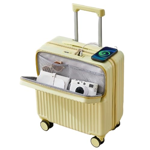 YEWMTRE USB-Ladeanschluss-Koffer, multifunktionaler Getränkehalter, ABS + PC-Koffer für Reisen und Geschäftsreisen von YEWMTRE