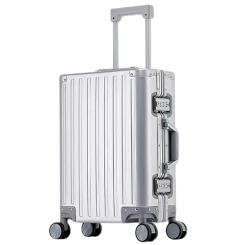 YEWMTRE Vollaluminium-Koffer aus Magnesiumlegierung, Metalllager, 360-Grad-Licht-Sound-Laufrolle, langsamer Rückprallgriff, Koffer für Reisen von YEWMTRE