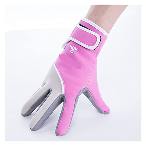 YFDGD Schwimmhandschuhe 2MM Neopren-Tauchhandschuhe Tauchen Schnorcheln Fünf-Finger-Handschuh Mann und Frau for Erwachsene(PINK Grey,L) von YFDGD