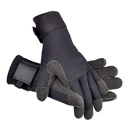 YFDGD Schwimmhandschuhe 5 Mm Tauchhandschuhe for Die Unterwasserjagd rutschfeste, Verschleißfeste Ausrüstung, Verstellbare Schwarze Stichfeste Handschuhe(L) von YFDGD