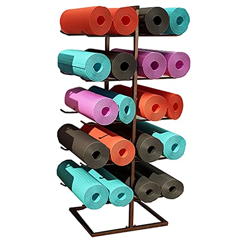 Boden-Yogamattenständer und Schaumstoffrollenständer, vertikales Yogamatten-Display-Organizer aus Metall mit extra großer Kapazität für Fitnessstudios/Studios, modernes Yogamatten-Halterregal (Farbe: von YFFDKA