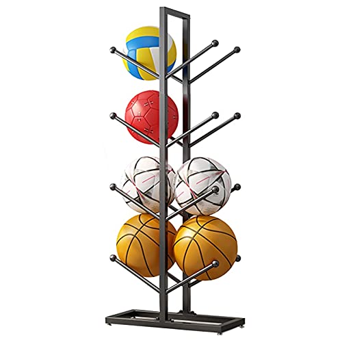 Bodenball-Aufbewahrungsregal-Organizer, aufrechter Basketball-Fußball-Ausstellungsständerhalter, tragbarer doppelseitiger Ballbaum, Garage/Schlafzimmer/Fitnessstudio/Geschäft (Größe: 4 Ebenen) Hello von YFFDKA