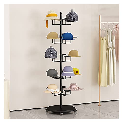 Huthalter-Ständer mit großem Fassungsvermögen für Cowboy-Baseball-Hüte/Perücken, aufrechter, robuster Aufbewahrungsorganisator für Rollkappen, Einzelhandelsgeschäfte/Zuhause (Farbe: Schwarz, Größe: 5 von YFFDKA