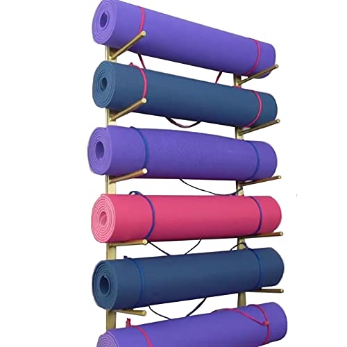 Schaumstoffrollen- und Yogamatten-Halter-Organizer – Wandmontage, großer Yogamatten-Ausstellungsständer aus Metall, multifunktionales Aufbewahrungsregal für Sportzubehör (Farbe: Gold, Größe: 9 Etagen) von YFFDKA