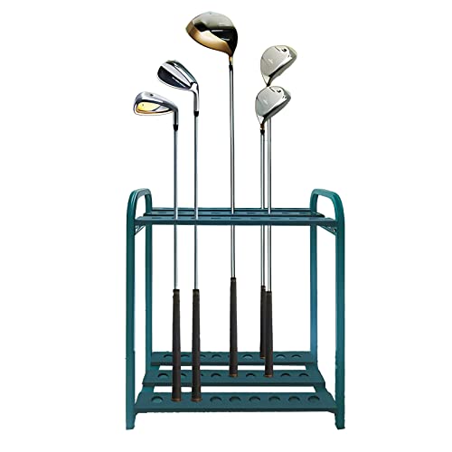 YFFDKA 27-Loch-Golf-Putter-Rack-Halter/Golfschläger-Ständer mit großem Fassungsvermögen, Innen-Außen-Metallregal mit 2 Ebenen und 3 Reihen, Grün Hello von YFFDKA