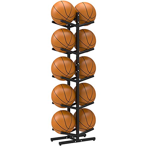 YFFDKA 5-stöckiges doppelseitiges Basketball-Aufbewahrungsregal, freistehender vertikaler Fußball-Ausstellungsständer, Aufbewahrungsbaum für Sportausrüstung, 10 Bälle Hello von YFFDKA