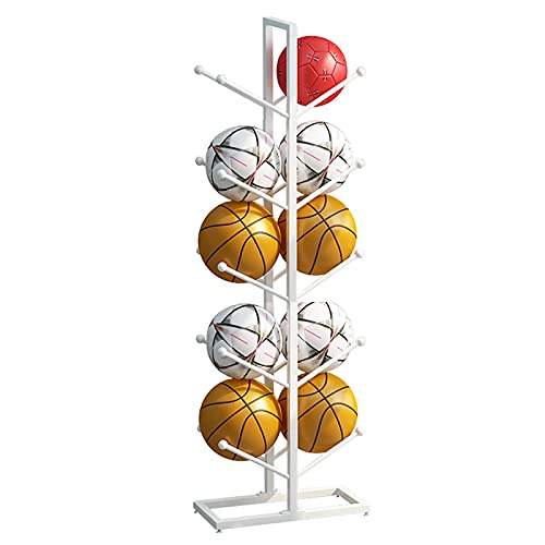 YFFDKA Basketball-Fußball-Aufbewahrungsregal – 5 Etagen, doppelseitiger Boden-Ball-Organizer, Innen-/Garagen-/Laden-Ballständerhalter, Stabiler Eisenrahmen Hello von YFFDKA