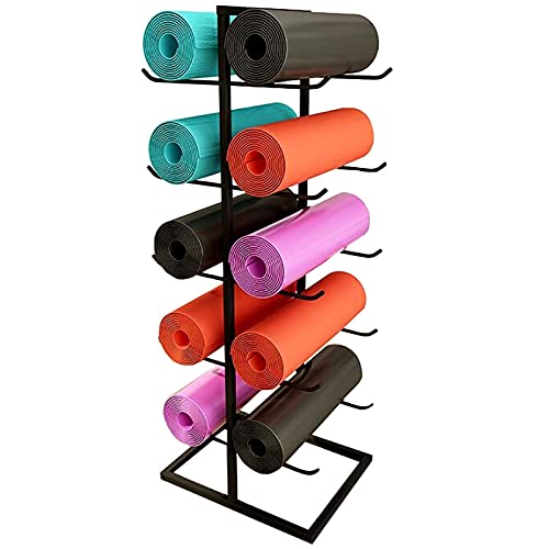 YFFDKA Schaumstoffrollen- und Yogamatten-Halter, doppelseitiger vertikaler Präsentationsständer aus Metall mit 5 Ebenen für den Boden, Platz für 10 Matten, robuster Organizer für Pilates-Matten im von YFFDKA