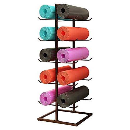YFFDKA Schaumstoffrollen- und Yogamatten-Halter, doppelseitiger vertikaler Präsentationsständer aus Metall mit 5 Ebenen für den Boden, Platz für 10 Matten, robuster Organizer für Pilates-Matten im von YFFDKA