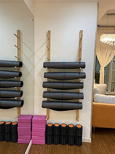 YFFDKA Wand-Yogamatten- und Schaumstoffrollen-Aufbewahrungsregal, Holz-Hochleistungs-Übungsmatten-Ausstellungsständer, Rack-Halter, Innen-/Studio-/Yoga-Raum, Kleiner Raum (Größe: 9 Ebenen) Hello von YFFDKA