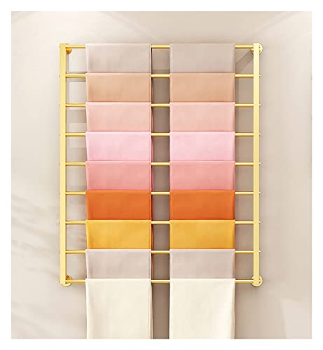YFFDKA Wandmontierter Schalständer aus Metall, moderner 10-stufiger Hijab-Halter-Organizer mit Abnehmbarer Querstange, Bekleidungsgeschäft/Haus, platzsparend (Farbe: Gold, Breite: 60 cm) Hello von YFFDKA