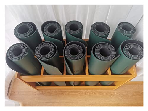 YFFDKA Yoga Studio Robuster Yogamatten-Organizer, bodenstehend, Holzständer mit 10 Fächern für Schaumstoffrollen/Übungsmatten/Kindergarten-Arbeitsdecke (Farbe: Natur, Größe: S) Hello von YFFDKA