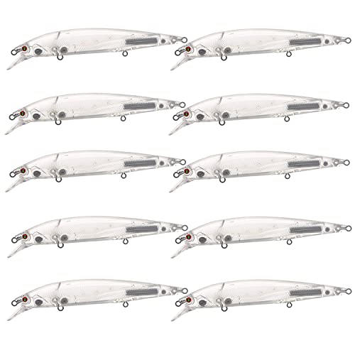 YFPICO 10 Stück Unlackierte Angelköder,Köderrohlinge Unbemalte Angelköder,Harte Kunstköder Blank Köder Kit Minnow Crankbait mit 3D-Angelaugen für Bass Forelle,14cm/15.8g von YFPICO