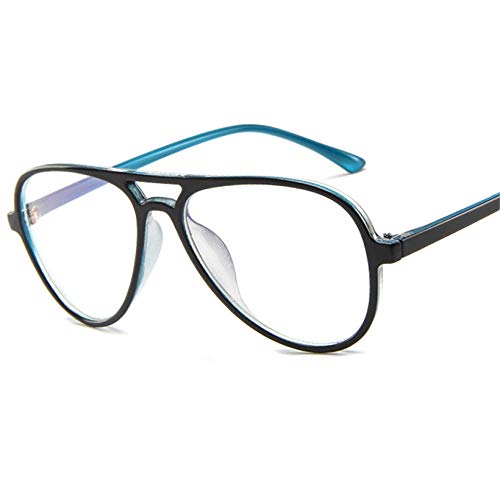 YHKF Brillen Mode Retro Pilot Brille Rahmen Frauen Männer Übergroße Brillenrahmen Klare Linse Transparente Brille-Blau von YHKF