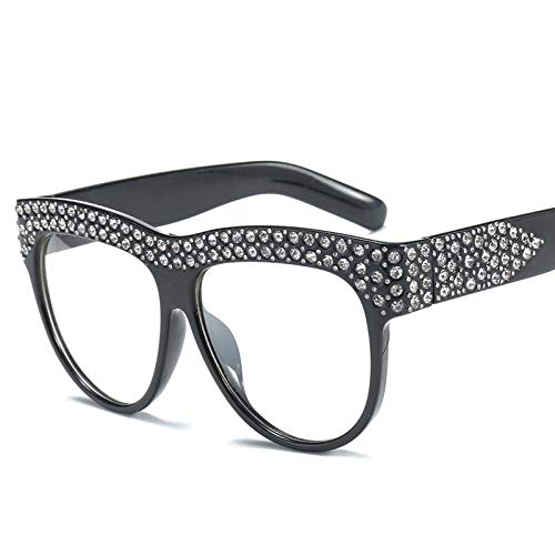 YHKF Brillen Übergroße Strass Brillenfassungen Für Frauen Brillenfass Mode Brille-Schwarz von YHKF