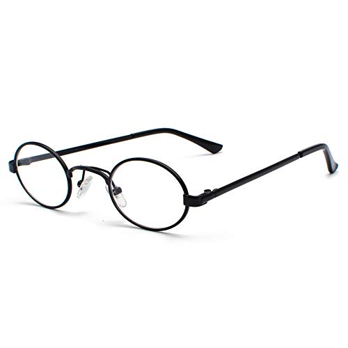 YHKF Brillen Vintage Brillen Männer Tiny Oval Metal Retro Brille Rahmen Frauen Kleine Runde Dekoration Zubehör-Schwarz von YHKF