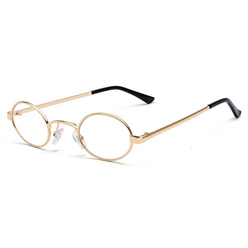YHKF Brillen Vintage Brillen Männer Tiny Oval Metall Retro Brille Rahmen Frauen Kleine Runde Dekoration Zubehör-Gold von YHKF