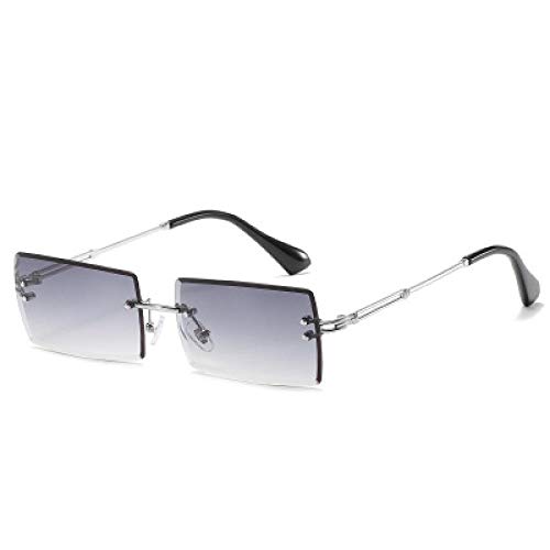 YHKF Sonnenbrillen Randlose Sonnenbrille Frauen Männer Mode Quadrat Sonnenbrille Sonnenbrille Frau Sonnenbrille Uv400-Silber_Grau von YHKF