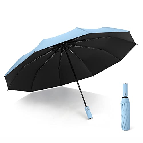 YIDAX Kompakter Auto Taschenschirm Sturmfest Regenschirm 10 Knochen UPF50+ Sonnenschirm Für Männer Und Frauen,Blue a von YIDAX