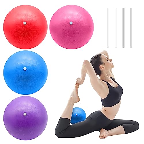 YIDM Gymnastikball Klein Pilates Ball 25cm 4 Stück Stabilitätsball Ergonomisch mit Aufblasbarem Strohhalm Anti Burst Slip Resistant Bpa-Frei für Yoga Stabilität Übung Training Gym von YIDM