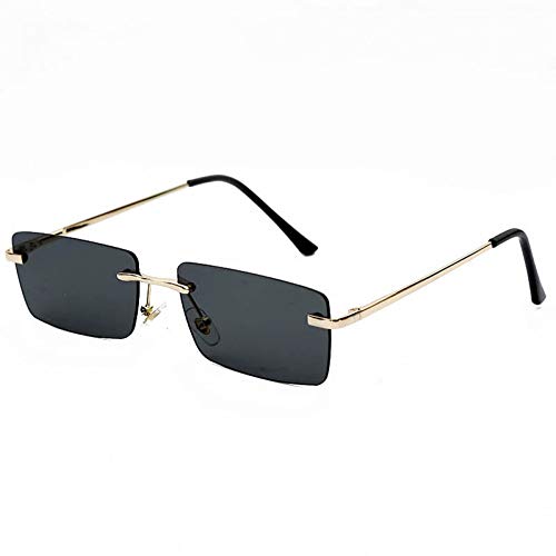 YIERJIU Sonnenbrillen Hip Hop Randlose Sonnenbrille Frauen Männer Mode Rechteckige Sonnenbrille Metall Sonnenbrille Streetwear Brillen,Black von YIERJIU