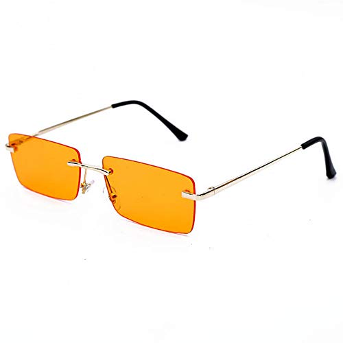 YIERJIU Sonnenbrillen Hip Hop Randlose Sonnenbrille Frauen Männer Mode Rechteckige Sonnenbrille Metall Sonnenbrille Streetwear Brillen,Orange von YIERJIU