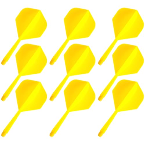YIEUR 9 Stück Dart Flights mit Schäfte stabil Gold, 75mm Kunststoff Standard Dart Zubehör für Darts Dartpfeil Spiel(Gold) von YIEUR