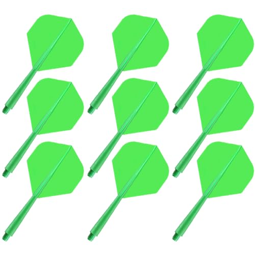 YIEUR 9 Stück Dart Flights mit Schäfte stabil grün, 75mm Kunststoff Standard Dart Zubehör für Darts Dartpfeil Spiel(grün) von YIEUR