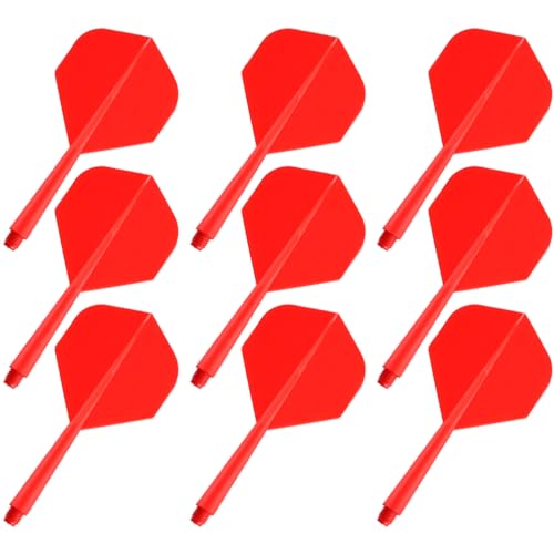 YIEUR 9 Stück Dart Flights mit Schäfte stabil rot, 75mm Kunststoff Standard Dart Zubehör für Darts Dartpfeil Spiel(rot) von YIEUR
