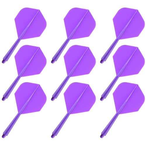 YIEUR 9 Stück Dart Flights mit Schäfte stabil violett, 75mm Kunststoff Standard Dart Zubehör für Darts Dartpfeil Spiel(lila) von YIEUR