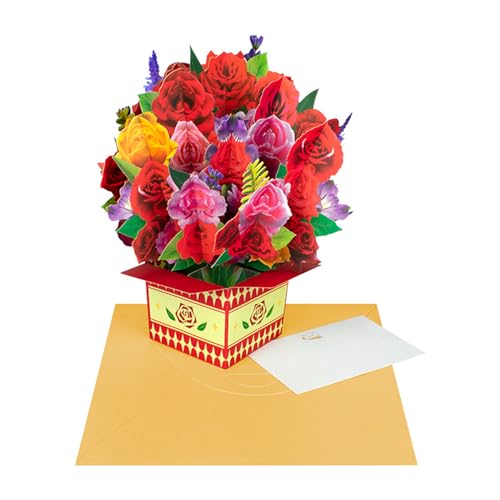 YIHANSS 2024 Neue Kreative Bouquet 3D Grußkarte Muttertag Frauen Tag Geschenk Desktop Blume Dekoration Karte PopUp Blumen Karte von YIHANSS