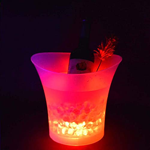 YIHANSS 5L leuchtender LED-Eiskübel 7-Farbiger Champagner-Wein-Getränke-Bier-Eiskühler für Restaurant-Bars Nachtclubs KTV Pub-Party von YIHANSS