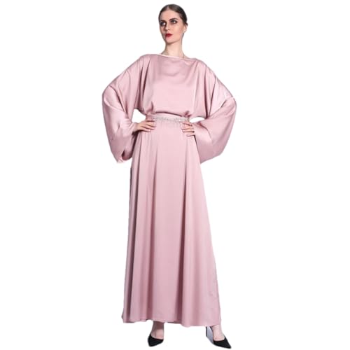 YIHANSS Frauen seidiges Mulsim-Kleid Abaya Dubai Kaftan Satin muslimische Abayas Kleider lässige Robe von YIHANSS