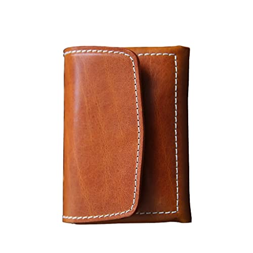 YIHANSS Handgefertigte Vintage-Kurzbrieftasche für Herren und Damen, Leder-Kartentasche, Visitenkartentasche, multifunktionale Geldbörse von YIHANSS