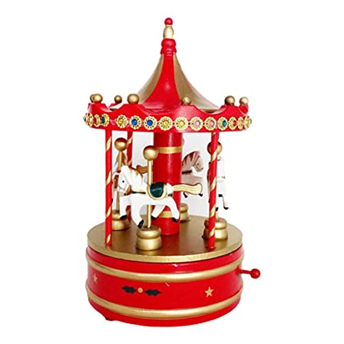 YIHANSS Hölzerne Klassische Musikkarussell-Spieluhr, niedliche Weihnachtsdekorationen (Farbe: B, Größe von YIHANSS