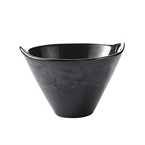 YIHANSS Keramik-Salatschüssel, Ramen-Schüssel, Keramik-Suppenschüssel, Nudelschüssel im japanischen Stil, kommerzielle Reisschüssel, Heimgeschirr, große Schüssel (Farbe: Schwarz) von YIHANSS