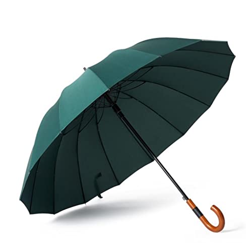 YIHANSS Regenschirme für Regen, 16 Knochen, Langer Griff, Regenschirm, Herren, groß, verdickt, Winddicht, Holzgriff, Haken, automatischer Business-Regenschirm, Regenschirm im Freien von YIHANSS
