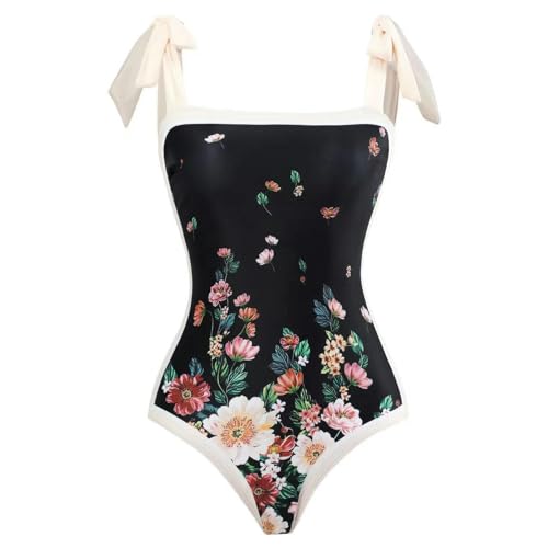 YIMAILD Badeanzug Einköpfiger Bikini-Bikini-Set Konservativer Bauchbedeckungskleid Chiffon Wrap Rock-Blumen-m von YIMAILD